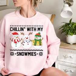 chillin with my snowmies shirt, funny christmas sweatshirt, cute christmas gift, christmas gift for friend, holiday appa