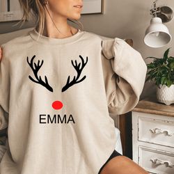 reindeer christmas sweatshirt, christmas family shirt, matching family christmas sweatshirt, personalized holiday shirt,