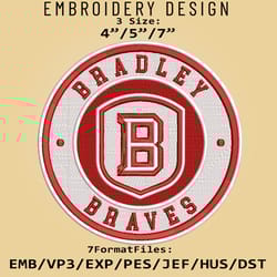 ncaa logo bradley braves, embroidery design, embroidery files, ncaa bradley braves, machine embroidery pattern