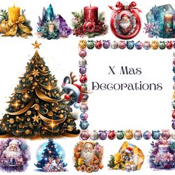 Christmas decoration PNG, Christmas clipart sublimation, Holiday decoration graphics,Xmas clip art,