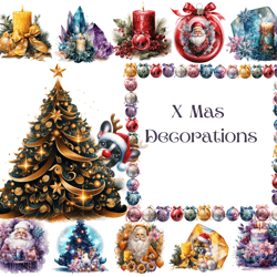 christmas decoration png, christmas clipart sublimation, holiday decoration graphics,xmas clip art,