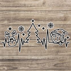 Christmas Heartbeat Snowman Reindeer SVG Cricut Files SVG EPS DXF Png