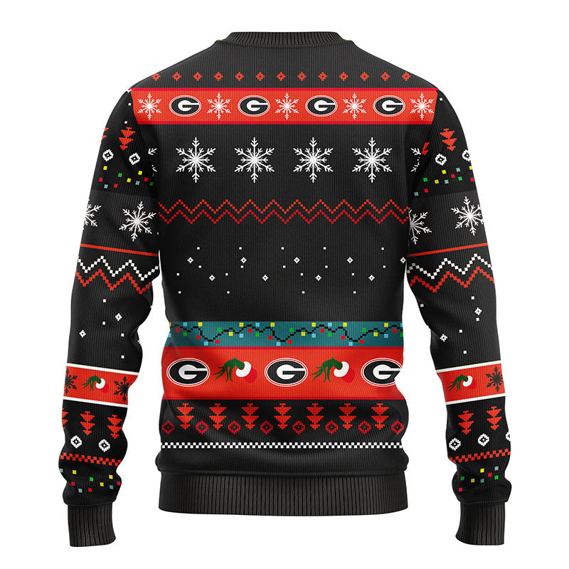 NCAA Georgia Bulldogs 12 Grinch All Over Print Ugly Hoodie 3D Zip Hoodie 3D Ugly Christmas Sweater 3D Fleece Hoodie