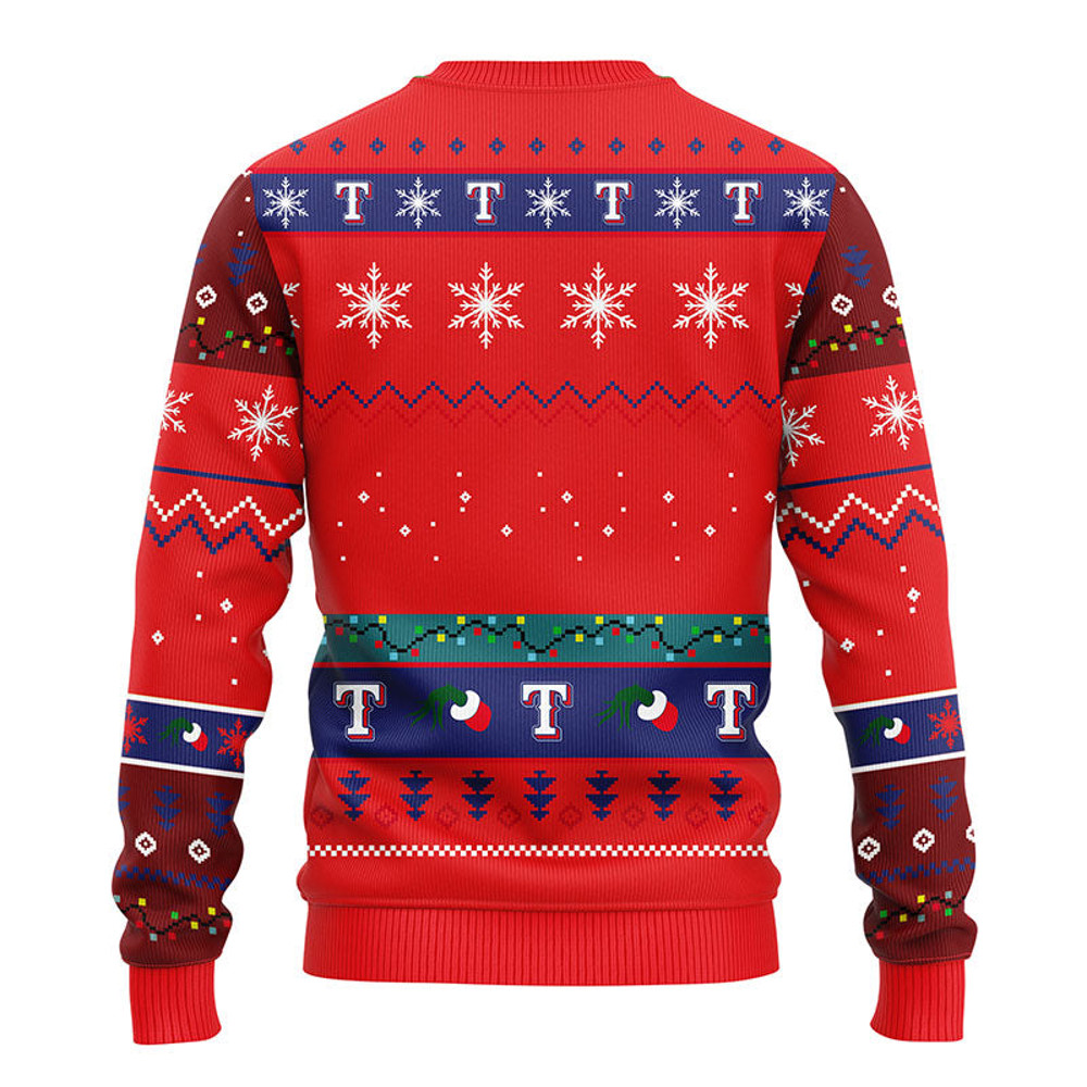MLB Texas Rangers 12 Grinch All Over Print Ugly Hoodie 3D Zip Hoodie 3D Ugly Christmas Sweater 3D Fleece Hoodie