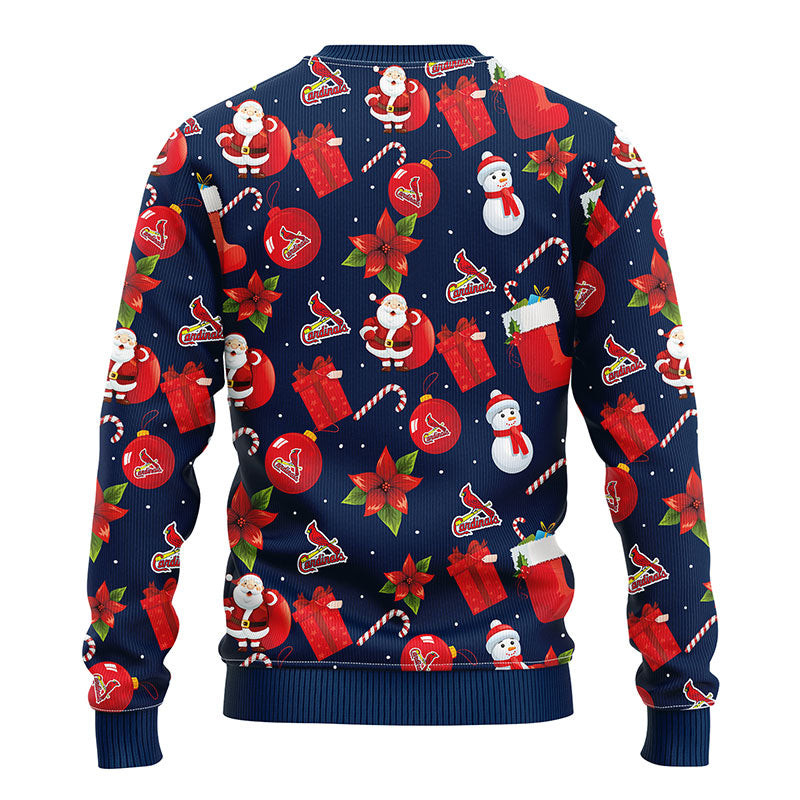 MLB St. Louis Cardinals Santa Claus Snowman Ugly Hoodie 3D Zip Hoodie 3D Ugly Christmas Sweater 3D Fleece Hoodie