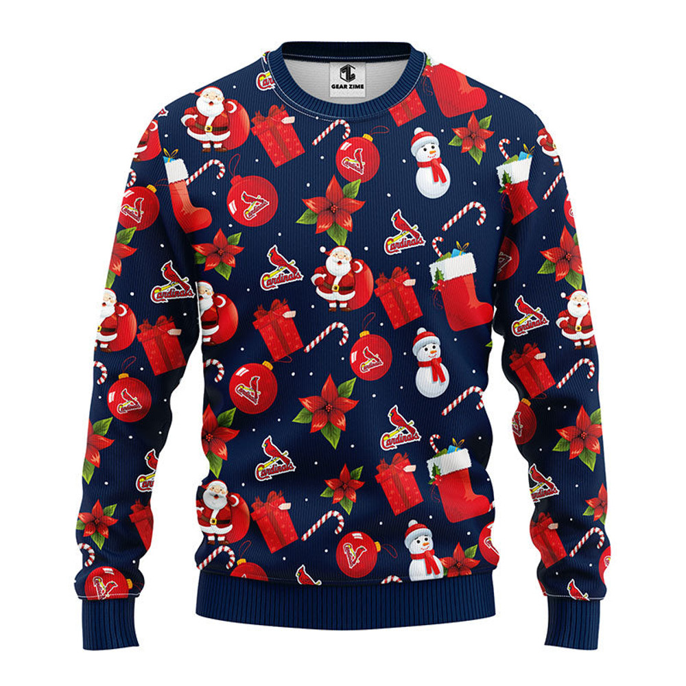 MLB St. Louis Cardinals Santa Claus Snowman Ugly Hoodie 3D Zip Hoodie 3D Ugly Christmas Sweater 3D Fleece Hoodie