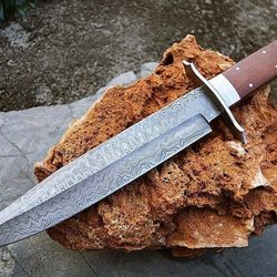 custom handmade damascus steel blade bowie knife-camping knife-hunting knife