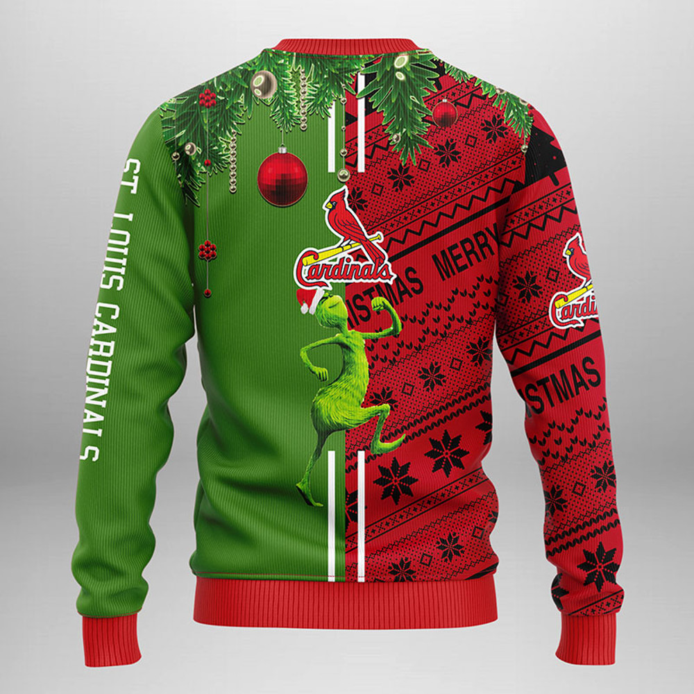 MLB St. Louis Cardinals Grinch & Scooby-doo Ugly Hoodie 3D Zip Hoodie 3D Ugly Christmas Sweater 3D Fleece Hoodie