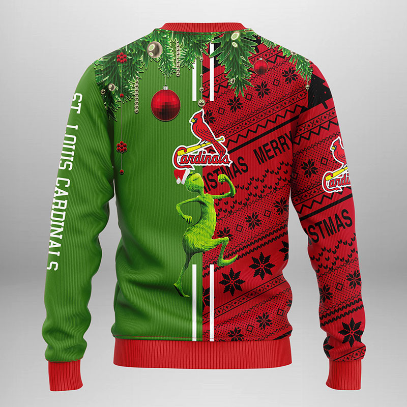 MLB St. Louis Cardinals Grinch & Scooby-doo Ugly Hoodie 3D Zip Hoodie 3D Ugly Christmas Sweater 3D Fleece Hoodie