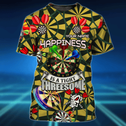 custom name happiness dart 3d shirt - unique dart player uniform for men & women