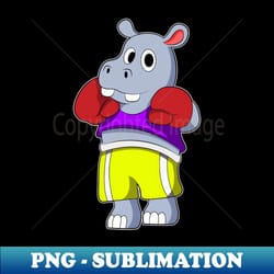 hippo as boxer with boxing gloves - exclusive png sublimation download - bold & eye-catching
