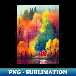 Colorful Autumn Landscape Watercolor 4 - Aesthetic Sublimation Digital File - Fashionable and Fearless