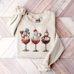 christmas wine shirt, christmas spirits sweatshirt, snowmen wine shirt, christmas  wine glasses shirt, christmas gift, w