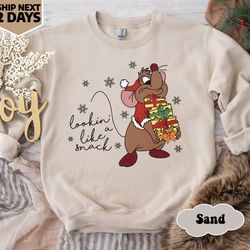 lookin like a snack gus-gus sweatshirt, disney cinderella mouse shirt, disney christmas shirt,disneyland trip shirt,cind