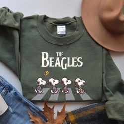 snoopy shirt, the beagles sweatshirt, abbey road inspired shirt, fall dogs shirt, funny beatles inspired apparel, cartoo