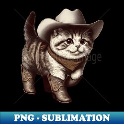 Cute Cowboy Cat with Hat and Boots - Sublimation-Ready PNG File - Bold & Eye-catching
