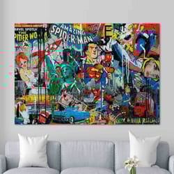 canvas art print street art pop wall print banksy canvas print urban art print trendy wall art large living room canvas