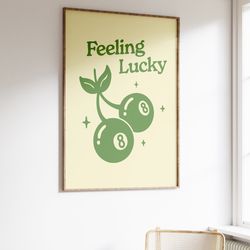 8 ball cherry wall art, retro wall art, downloadable art, green wall decor, large printable art, printable wall art, ill