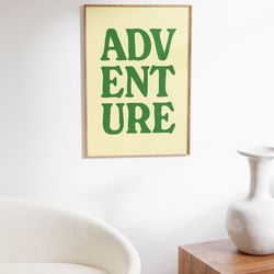 adventure print, quote wall art, motivational print, travel print, word wall art, retro typography print, travel gift, t