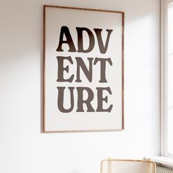 black adventure poster, retro print large, printable aesthetic room decor, gallery wall poster, monochrome wall art, ret