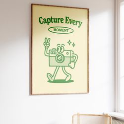 capture every moment print, printable wall art, retro wall art, inspirational print, photography quote, gift for photogr