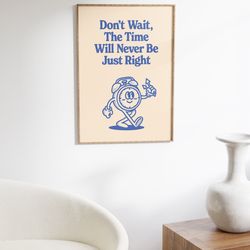 don't worry printable art, retro poster, digital download, retro character print, large printable art, printable art ret