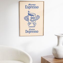more espresso retro character print, retro quote wall art, downloadable prints, retro wall decor, large printable art, d