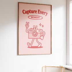 photography retro wall art, camera poster print, gift for photographer, camera illustration print, trendy quote, downloa