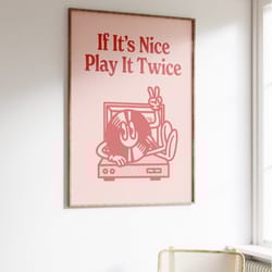 record player wall print, positive digital download, colorful wall decor, bold printable art, trendy music prints, retro