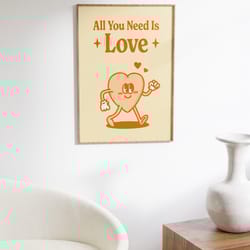 retro love quote wall print, digital download print, wall decor, large printable art, downloadable prints, cute retro pr