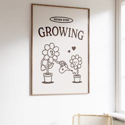 self growth print, retro wall art, positive quote print, trendy wall decor, digital download, large printable art, black