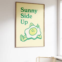 sunny side retro wall art print, positive wall prints, downloadable art, positive mindset prints, retro wall decor print