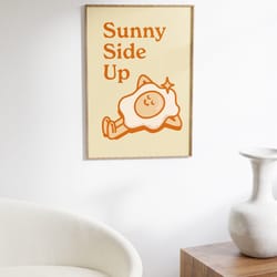 sunny side up retro wall art, positive quote print, retro quote wall art, retro wall decor, large printable art, digital