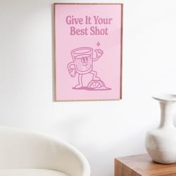 tequila retro print, bar cart wall art, cute liquor poster, pink bar art, printable wall art, retro drinks poster, trend