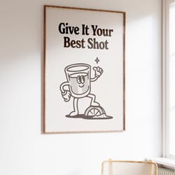 trendy wall art print, retro drink poster, bar cart print, retro illustration, large printable wall art, digital downloa