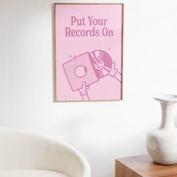 vinly record print, music wall art, pink retro art, vintage record poster, record player print, trendy home decor, print