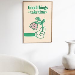 vintage flower print, retro floral poster, cute wall art, digital download print, retro wall decor print, downloadable b