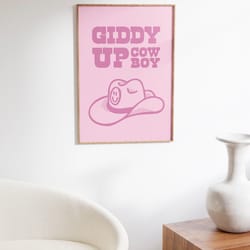 western art print, cowboy trendy print, printable wall art, cowboy hat art, vintage pink print, girly print, wild west p
