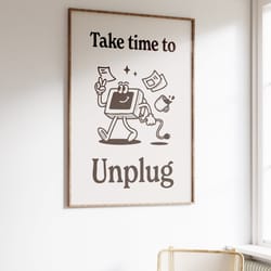 work life retro print, printable wall art, balance, retro, aesthetic poster, mental health poster, groovy wall art, affi