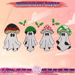 christmas magic mushroom embroidery design, spooky christmas embroidery, halloween christmas embroidery, machine embroidery designs