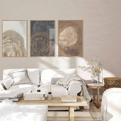 Printable Wall Art Set Of 3 Forest Tree Rings Abstract Modern Art Nordic Decor For Bedroom Dining Room Japandi Wall Deco