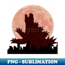 godzilla in the city under the eerie red moonlight experience the epic clash of godzilla in the city under the eerie red moonlight - elegant sublimation png download - transform your sublimation creations