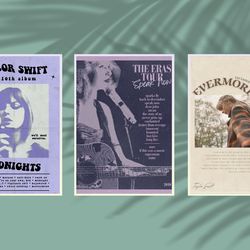taylor swift posters prints set of 3, swiftie evermore poster, the eras tour speak now taylor midnights poster print tay