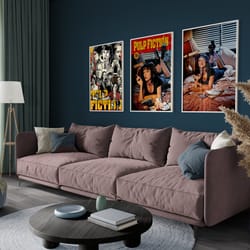 pulp fiction set of 3 posters, movie cover, wall art, original, film cover graphic, pulp fiction, tv show, wall art, vin