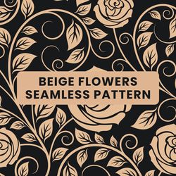 beige flowers seamless pattern