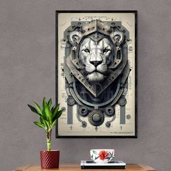 mechanical majesty - intricate lion gears | unique steampunk wildlife design