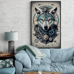majestic mechanical white wolf - futuristic wildlife design