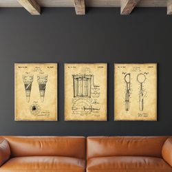 ice cream patent set of 3, ice cream cone art, ice cream scoop poster, ice cream freezer patent, sweet art, gift for kid