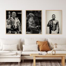 israel adesanya poster, gsp poster, kamaru usman poster, set of 3 ufc posters, wall decor, sports poster, mma poster, bo