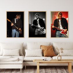 kurt cobain poster, kurt cobain set of 3 posters, music poster, wall decor, kurt cobain print, nirvana poster, aesthetic